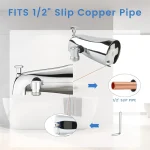 Bec de baignoire A01V avec inverseur, robinet de baignoire avec inverseur de douche et clé hexagonale pour tube en cuivre de 1/2 pouces, 5.3 pouces