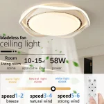 2025 Nouvelle lampe de ventilateur de plafond LED silencieuse et intelligente : design rond minimaliste moderne, pour chambre à coucher (sans lame)