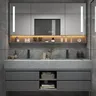 Meuble salle bain suspendu double vasque marbre gris… – vue 1