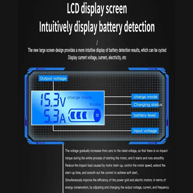 Chargeur de batterie pour voiture avec écran LCD – vue 5