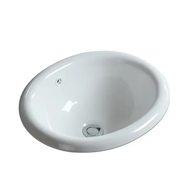 Lavabo céramique vitrifié blanc rond encastrable design… – vue 5