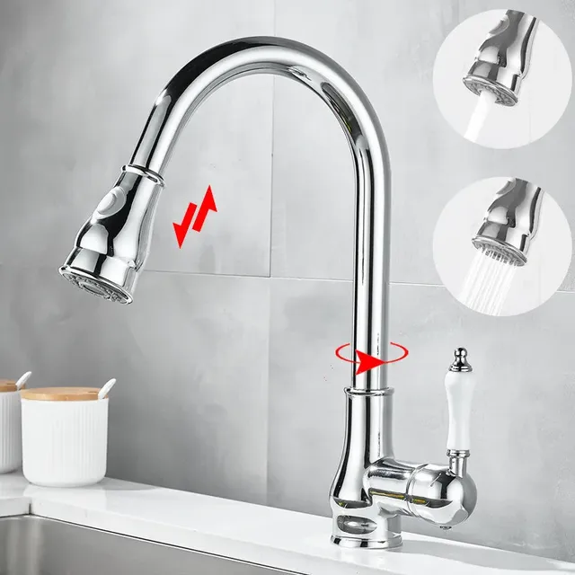 Robinets de cuisine extractibles en or – vue 4