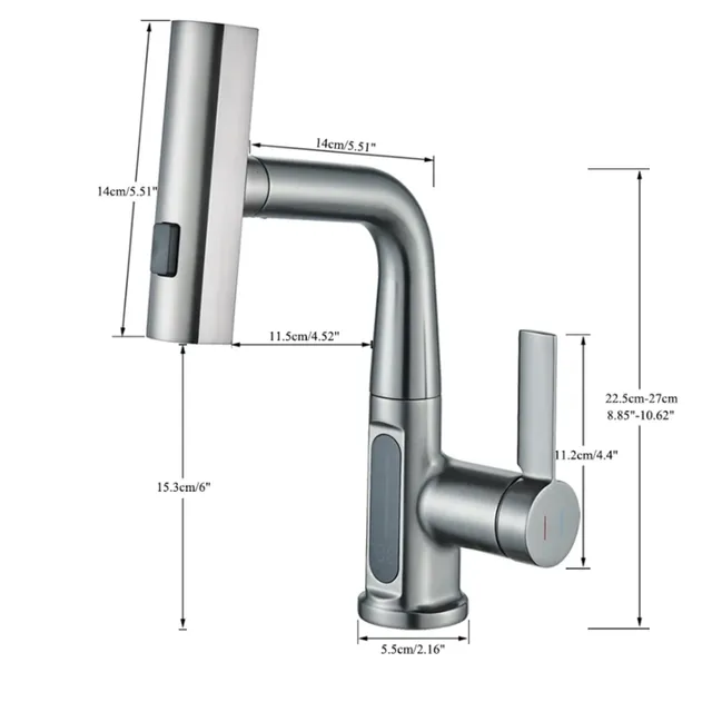 Robinet de lavabo à affichage numérique de la température – vue 3