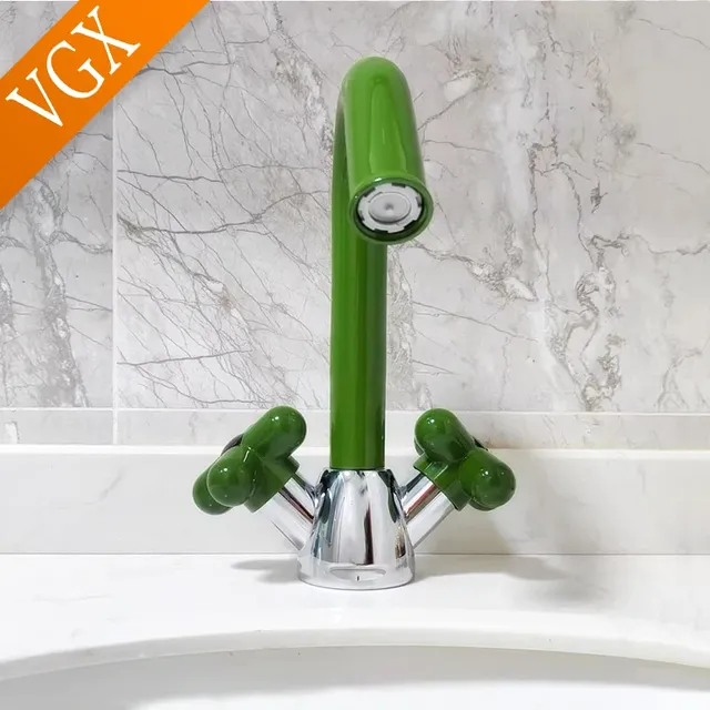 Robinet lavabo mélangeur double poignées rétro moderne… – vue 6
