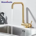 Plomb en acier inoxydable pour évier de cuisine, robinet de centre commercial, rotation à 360 degrés, or brossé