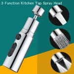Pulvérisateur vers le bas pour robinet de cuisine, pivotant à 360 degrés, buse d&rsquo;évier de cuisine 3 fonctions, remplacement de robinet anti-éclaboussures, économie d&rsquo;eau