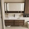 Meuble vasque mural moderne noyer massif planvasque… – vue 4