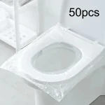 Coussin de siège de toilette jetable 50 pièces, housse de siège de toilette domestique imperméable et anti-saleté, housse de toilette pour affaires et voyages
