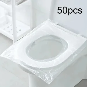Coussin de siège de toilette jetable 50 pièces, housse de siège de toilette domestique imperméable et anti-saleté, housse de toilette pour affaires et voyages Coussin de siège de toilette jetable 50 pièces, housse de siège de toilette domestique imperméable et anti-saleté, housse de toilette pour affaires et voyages
