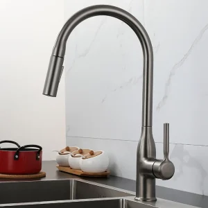 Robinet d’évier de cuisine gris canon, robinet de ark à double eau, rotation à 360 °, robinet d’évier de cuisine à ressort Robinet d’évier de cuisine gris canon, robinet de ark à double eau, rotation à 360 °, robinet d’évier de cuisine à ressort