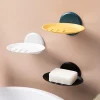 porte savon mural drainant fixation ventouse adhésif plastique résistant ovale plateau fentes écoulement moderne minimaliste compact salle bain installation rapide