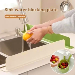 Bande étanche en Silicone pour évier, panneau de blocage d&rsquo;eau, panneau de prévention des éclaboussures de cuisine, sac de vidange d&rsquo;évier, panier outils de cuisine 1/2 pièces