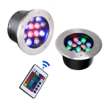Spot lumineux LED RGB encastrable dans le sol avec télécommande, éclairage d&rsquo;extérieur, luminaire de paysage, idéal pour un jardin, un sentier, une place publique ou une cour, 9/12W