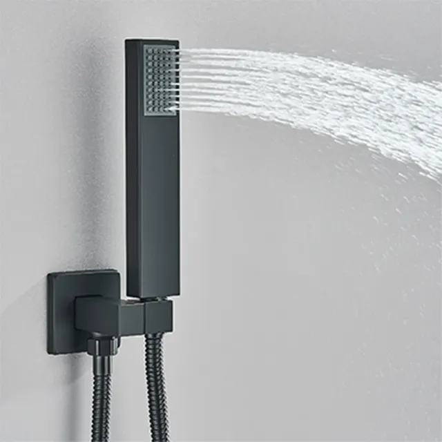 Système douche mural encastré noir mat grand pommeau… – vue 3