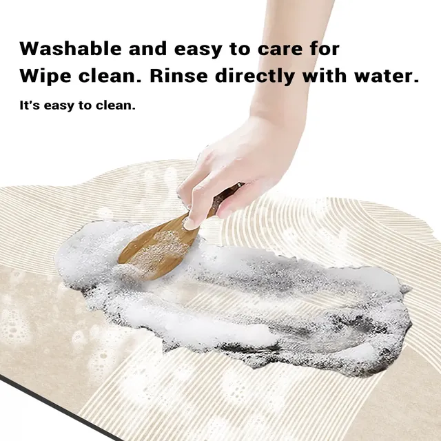 Tapis bain forme nuage beige crème lignes courbes… – vue 4