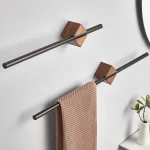 Porte-serviettes en bois, étagères, porte-serviettes de bain, barre à serviettes murale suspendue, espace en aluminium, étagère de salle de bain, support de rangement de cuisine