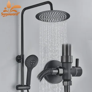 HOShower-Ensemble de douche à 2 fonctions, douche de sauna à effet pluie rond, système de douche de centre commercial à eau froide et chaude réglable, recommandé HOShower-Ensemble de douche à 2 fonctions, douche de sauna à effet pluie rond, système de douche de centre commercial à eau froide et chaude réglable, recommandé