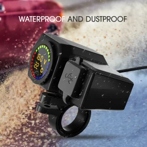 Chargeur de moto QC3.0, Type C, affichage numérique de la tension et de la température, double USB, pour téléphone portable, PD, pour voiture Chargeur de moto QC3.0, Type C, affichage numérique de la tension et de la température, double USB, pour téléphone portable, PD, pour voiture