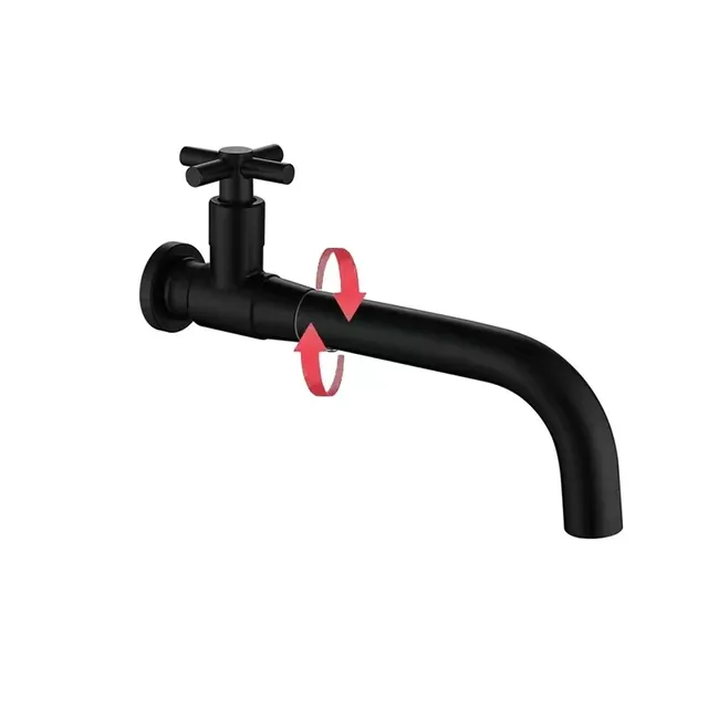 Robinet mural lavabo inox 304 brossée noir mat bec long… – vue 6