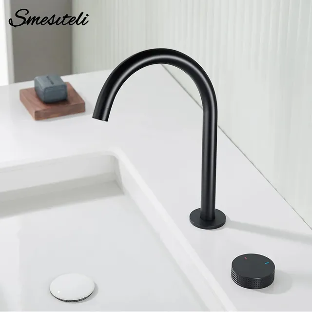 Robinet de lavabo noir mat à 2 trous – vue 2