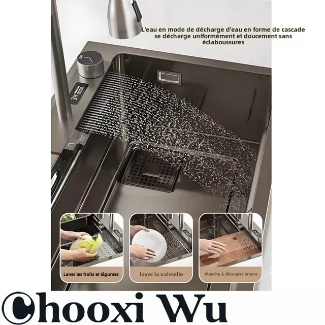 CHOOXIWU-Grand évier de cuisine en acier inoxydable avec… – vue 2