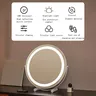 Miroir maquillage LED rond socle métal noir mat verre… – vue 3