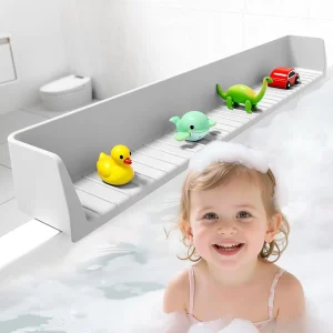 Protection contre les éclaboussures de baignoire de 2,64 pieds, support de plateau à jouets, protection contre les éclaboussures en Silicone souple pour une pli facile à nettoyer, universel pour baignoire, évier de salle de bain Protection contre les éclaboussures de baignoire de 2,64 pieds, support de plateau à jouets, protection contre les éclaboussures en Silicone souple pour une pli facile à nettoyer, universel pour baignoire, évier de salle de bain