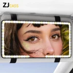 Miroir de Maquillage Amélioré avec 3 Sortes de Lumières LED Réglables, Lumière de Remplissage Chaude et Froide, HD, Ultra-Mince, Pare-Soleil de Voiture, de Vanité