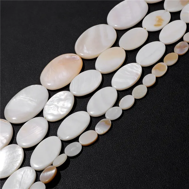 Perles ovales en coquillage naturel pour bijoux – vue 2