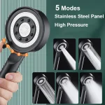 Pommeau de douche réglable, 5 Modes, haute pression, Portable, économie d&rsquo;eau, avec tuyau, accessoires de salle de bain à domicile