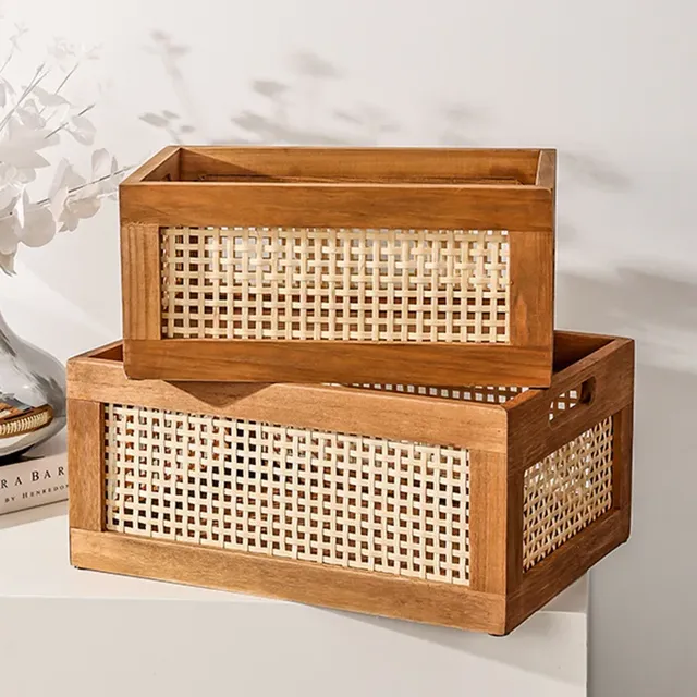 Boîte de rangement en bois massif pour cuisine et bureau – vue 2