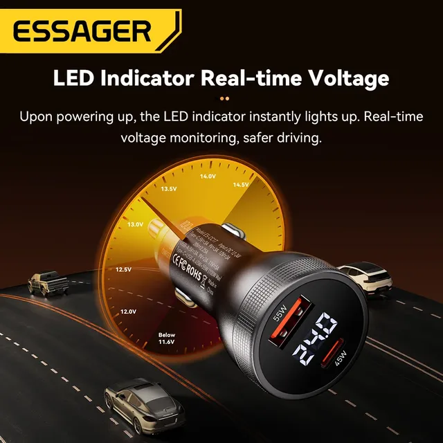 Essager 100W chargeur de voiture USB C Charge rapide PD… – vue 4