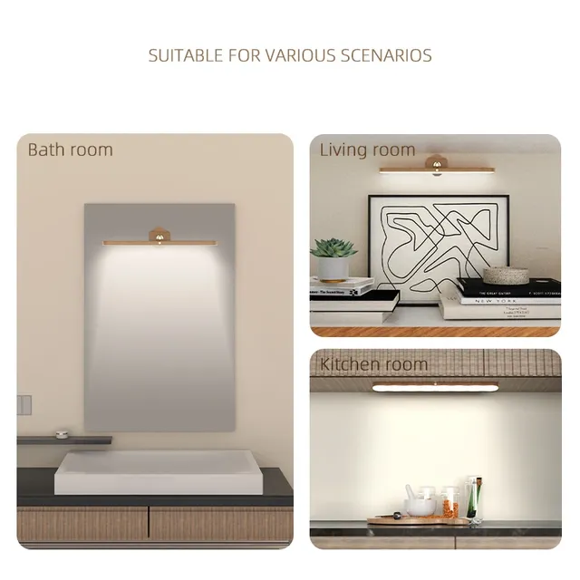 LED en bois veilleuse miroir avant lumière de… – vue 3