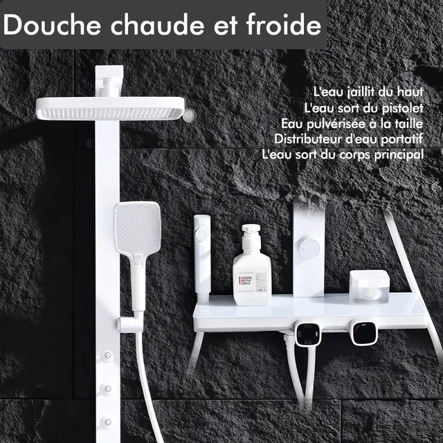 Colonne douche murale thermostatique tête pluie carrée… – vue 3