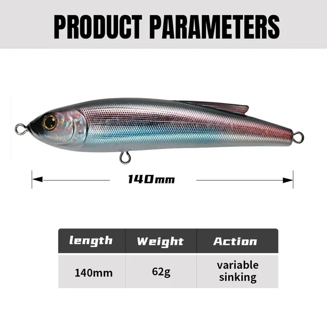 Leurre de pêche au crayon coulant Variable 14mm 62g Big… – vue 2