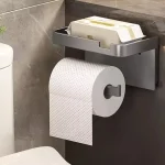 ‌ Porte-papier hygiénique mural avec support pour téléphone, Installation sans trou, rangement peu encombrant pour salle de bain, support robuste