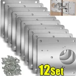 Kit de plaque de réparation de charnière d&rsquo;armoire, plaque de montage de charnière de porte de placard de cuisine avec trous, supports de fixation plats, outils ménagers