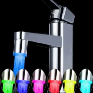 LED robinet flux lumière générique 7 changement de couleur lueur d&rsquo;eau douche pomme de pulvérisation cuisine salle de bains pomme aérateur robinet buse douche