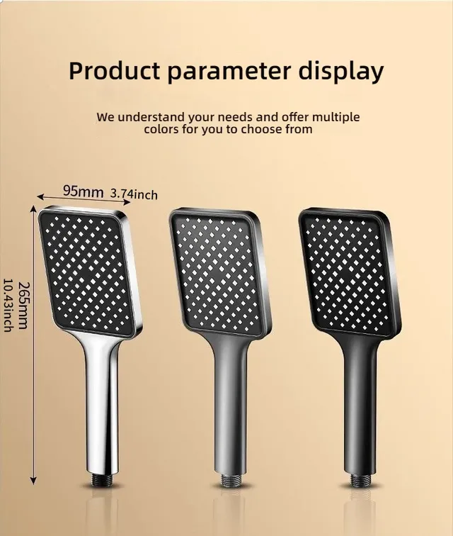 Pommeau de douche haute pression de forme carrée – vue 2