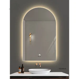 Miroirs de salle de bain minimalistes italiens pour chambre à coucher, miroir intelligent mural arqué, miroirs muraux créatifs de Style crème pour toilettes