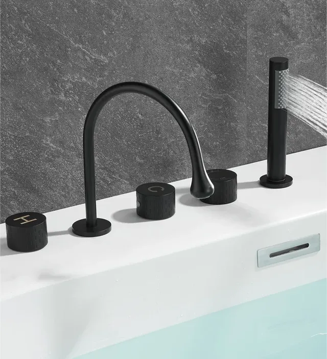 HOBath-Robinet d'eau monté sur pont en laiton gris de luxe – vue 5