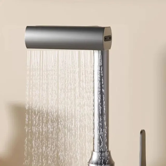 Robinet de lavabo gris en acier inoxydable – vue 5
