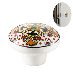 Boutons d&rsquo;armoire en céramique de Style Boho, boutons d&rsquo;armoire à motif multicolore peints à la main pour armoires, placard de cuisine