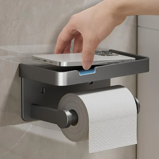 Porte papier toilette mural double tablette rangement… – vue 4