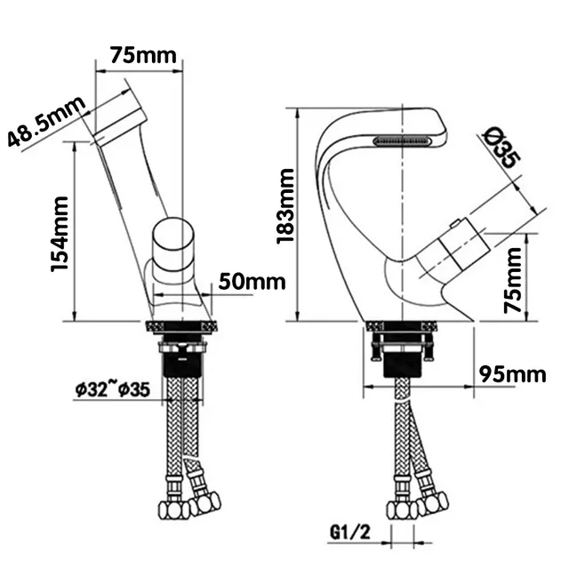 BAKALA robinets de lavabo noir mat cascade robinet de… – vue 5