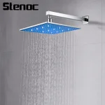 Stenoc pomme de douche fixe 12 pouces lumière LED grande pomme de douche chromée pomme de douche robinet de salle de bain robinet pulvérisateur carré en acier inoxydable