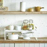 Étagères de cuisine avec poignée en bois, support métallique de rangement, armoire murale de bureau à domicile, support d&rsquo;ustensiles de cuisine, étagère de salle de bain permettant de gagner de l&rsquo;espace