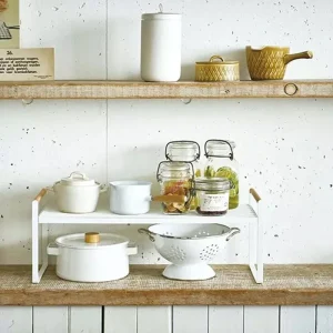 Étagères de cuisine avec poignée en bois, support métallique de rangement, armoire murale de bureau à domicile, support d&rsquo;ustensiles de cuisine, étagère de salle de bain permettant de gagner de l&rsquo;espace