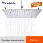 Pommeau de douche de salle de bains à effet de pluie chromé, robinets de douche à grande pluie de 20 pouces, accessoire de pomme de douche Ultra-mince en laiton carré supérieur de 50cm
