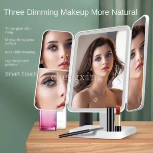 Miroir de maquillage à trois volets, lumières LED, miroir de Dressing pour dortoir, illumine votre lumière de remplissage avec miroir de maquillage complémentaire intelligent Tri